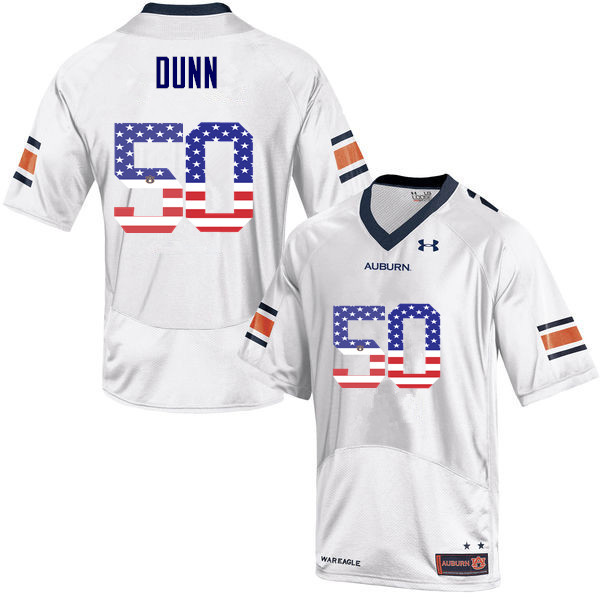 Men's Auburn Tigers #50 Casey Dunn USA Flag Fashion White College Stitched Football Jersey